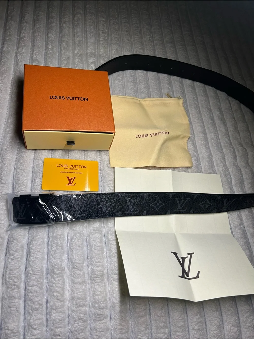 Louis Vuitton Black Monogram Canvas Men's Belt with Signature Packaging